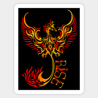 Rise up like a Phoenix from the ashes. Gold and Red Phoenix in a Tribal / Tattoo Art style Sticker